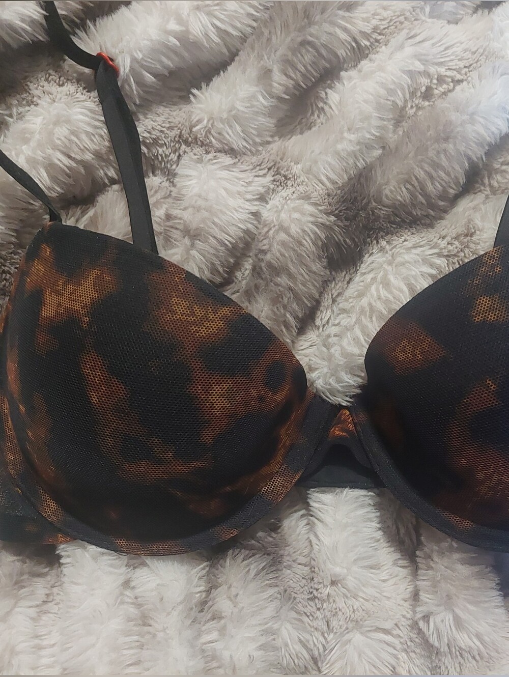 Parade Target Tortoiseshell Animal Black Brown Red Push Up Bra Size XS
